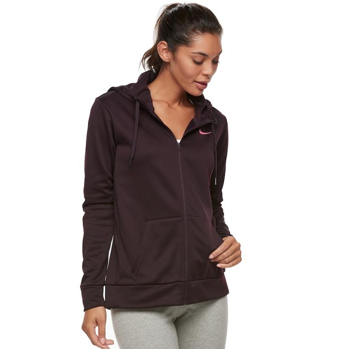 Women's Nike Therma Training Zip Up Hoodie, Size: Large, Dark Pink
