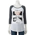Juniors' Marilyn Monroe Raglan Graphic Tee, Girl's, Size: Medium, White Oth
