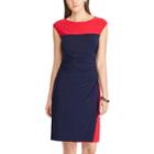 Women's Chaps Colorblock Sheath Dress, Size: Medium, Blue