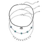 Mudd&reg; Flower, Disc & Elephant Charm Choker Necklace Set, Teens, Black
