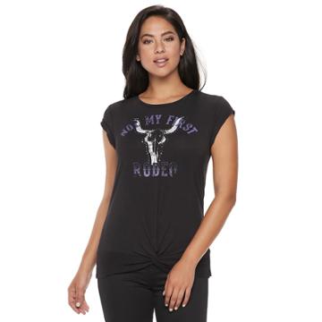 Women's Rock & Republic&reg; Not My First Rodeo Graphic Tee, Size: Xxl, Black