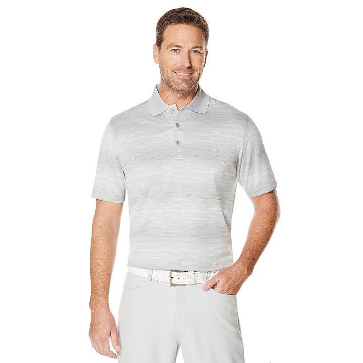 Men's Grand Slam Classic-fit Gradient-striped Driflow Performance Golf Polo, Size: Small, Grey Other