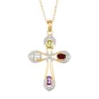 14k Gold Over Silver Gemstone Cross Pendant Necklace, Women's, Size: 18, White
