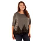 Juniors' Plus Size Wallflower Lace Hem Swing Tee, Teens, Size: 2xl, Dark Grey