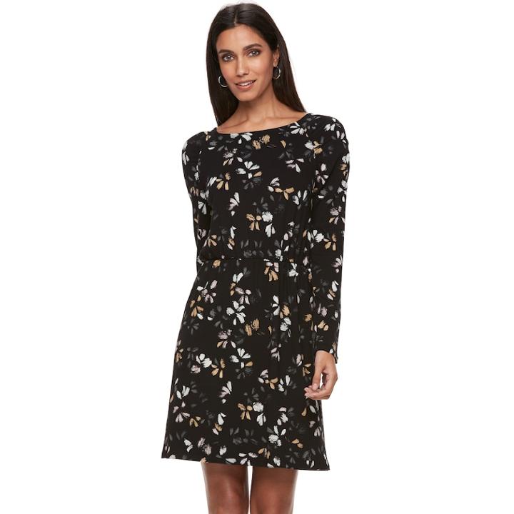 Women's Apt. 9&reg; Shirred Shoulder Fit & Flare Dress, Size: Small, Oxford
