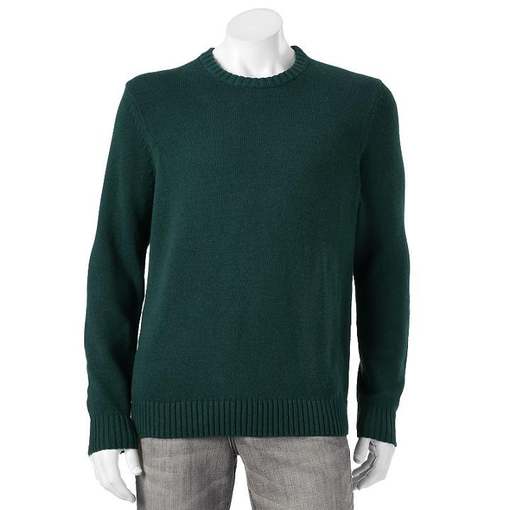 Big & Tall Croft & Barrow&reg; Classic-fit 5gg Crewneck Sweater, Men's, Size: 2xb, Dark Green