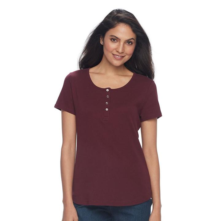 Women's Croft & Barrow&reg; Henley Tee, Size: Medium, Red