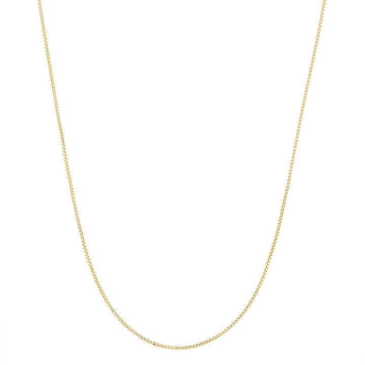 14k Gold-plated Silver Adjustable Box Chain Necklace - 22 In, Women's, Size: 22, Yellow