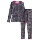 Girls 4-16 Cuddl Duds Stretchy Top & Bottoms Set, Size: 10-12, Grey (charcoal)