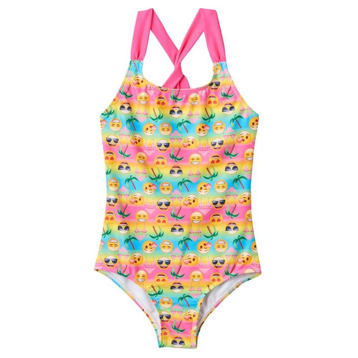 Girls 8-16 St. Tropez Emoji One-piece Swimsuit, Girl's, Size: 14, Multicolor