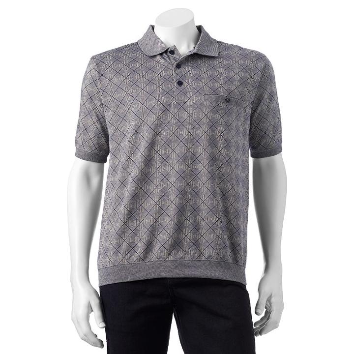 Men's Safe Harbor Argyle Jacquard Banded-bottom Polo, Size: Xxl, Light Blue