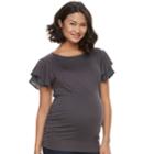 Maternity A:glow Ruffle Mixed-media Tee, Women's, Size: Xs Maternity, Grey (charcoal)