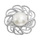 Freshwater Cultured Pearl Sterling Silver Openwork Flower Ring, Women's, Size: 6, White