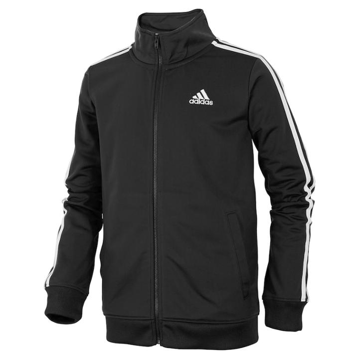 Boys 4-7x Adidas Climalite Front Zip Tricot Track Jacket, Size: 7x, Black