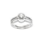Igl Certified Diamond Halo Engagement Ring Set In 14k White Gold (5/8 Carat T.w.), Women's, Size: 9
