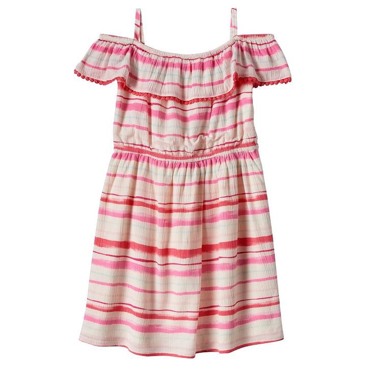 Girls 4-8 Sonoma Goods For Life&trade; Striped Ruffle Dress, Girl's, Size: 4, White Oth