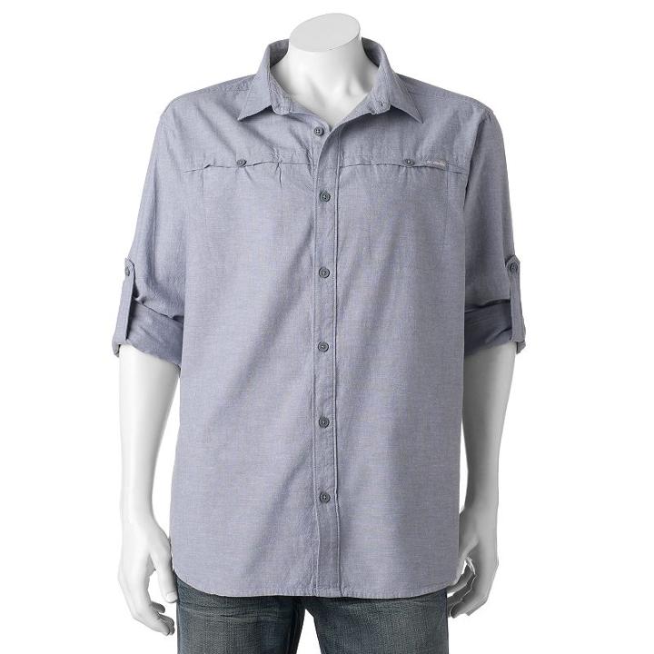 Men's Columbia Battle Mountain Classic-fit Roll-tab Button-down Shirt, Size: Large, Med Grey