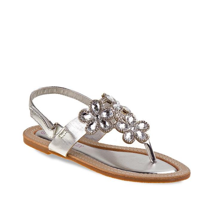 Laura Ashley Girls' Jeweled Slingback Sandals, Girl's, Size: 2, Silver