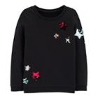 Girls 4-12 Carter's Sequined Star French Terry Pullover, Size: 8, Black
