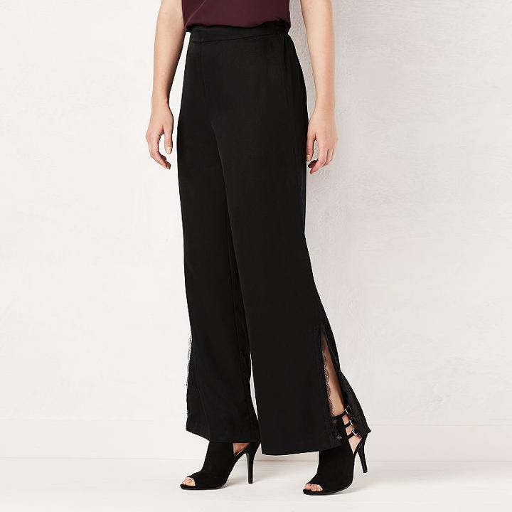 Women's Lc Lauren Conrad Lace-trim Soft Pants, Size: 10, Black
