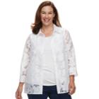 Plus Size Alfred Dunner Studio Burnout 2 Piece Blouse & Camisole Set, Women's, Size: 22 W, White