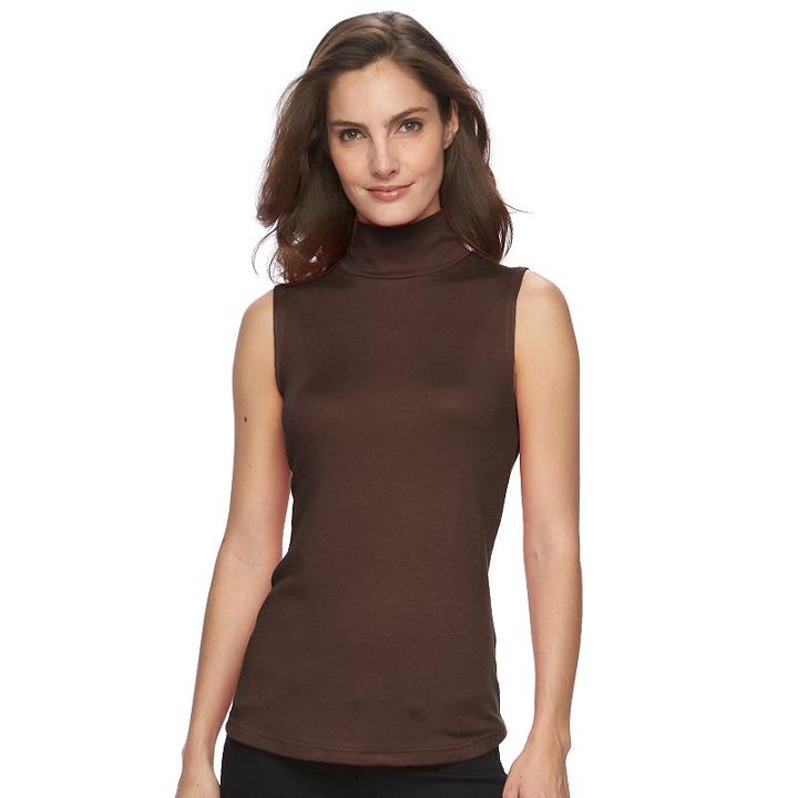 Women's Croft & Barrow&reg; Sleeveless Mockneck Top, Size: Small, Dark Brown