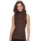 Women's Croft & Barrow&reg; Sleeveless Mockneck Top, Size: Small, Dark Brown