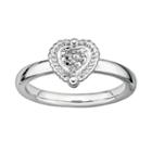 Stacks And Stones Sterling Silver Diamond Accent Framed Heart Stack Ring, Women's, Size: 7, Grey