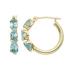 14k Gold Blue Topaz Hoop Earrings, Women's