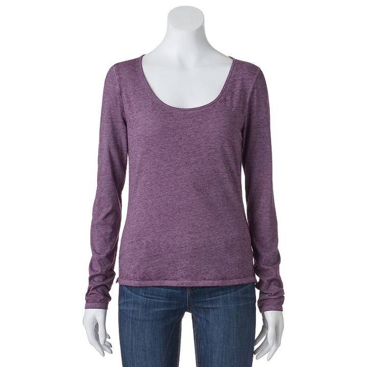 Juniors' Mudd&reg; Slim Fit Burnout Scoopneck Tee, Girl's, Size: Small, Purple