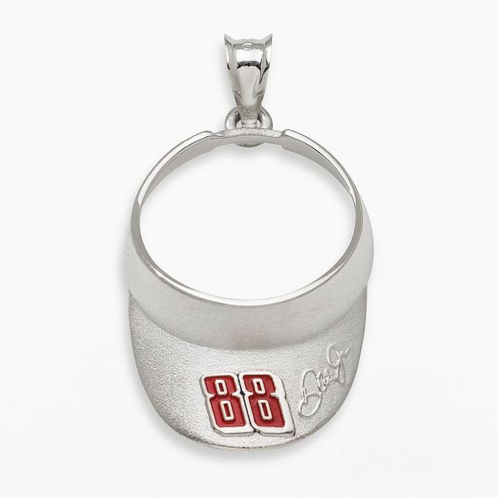 Insignia Collection Nascar Dale Earnhardt Jr. Sterling Silver 88 Visor Pendant, Adult Unisex, Grey