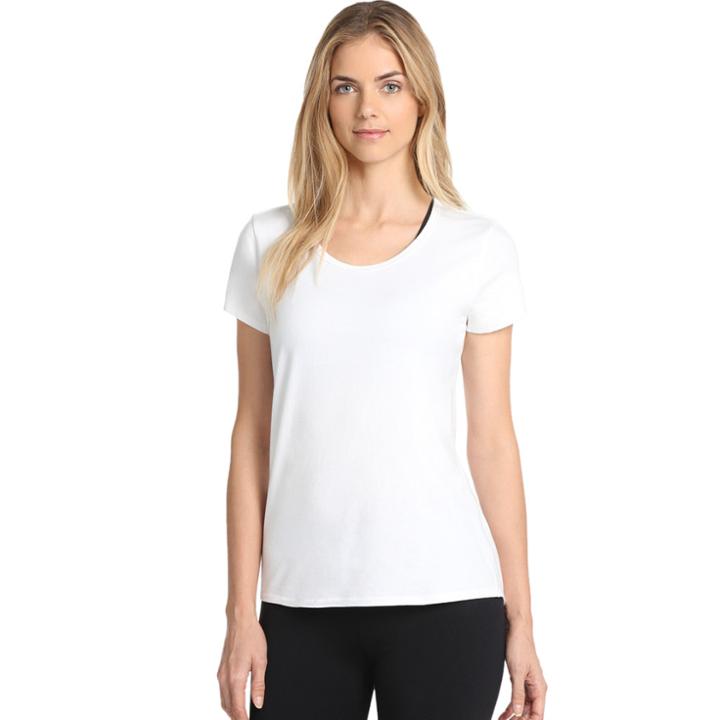 Women's Danskin Half Moon Short Sleeve Tee, Size: Xl, White