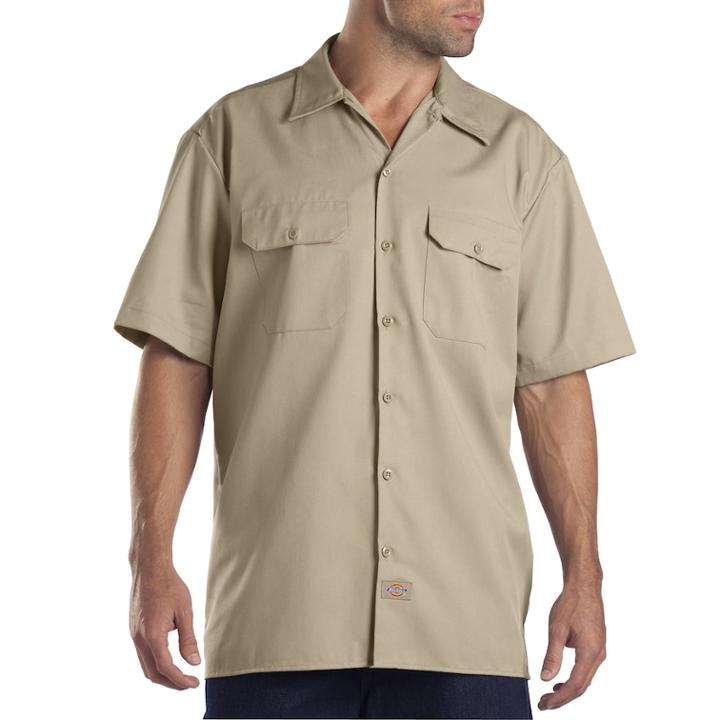 Men's Dickies Original Fit Twill Work Shirt, Size: Medium, Dark Beige