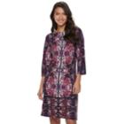 Women's Suite 7 Printed Shift Dress, Size: 8, Purple Red