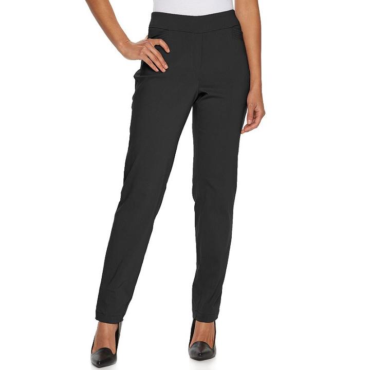 Women's Briggs Faux Fly Front Pull On Pants, Size: 14, Black