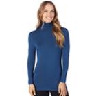 Women's Cuddl Duds Softwear Turtleneck, Size: Medium, Turquoise/blue (turq/aqua)