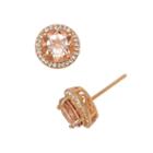 14k Rose Gold Over Silver Morganite Triplet And Lab-created White Sapphire Halo Stud Earrings, Women's, Pink