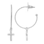 Lc Lauren Conrad Nickel Free Cross & Hoop Drop Earrings, Women's, Silver