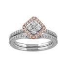 14k White Gold 5/8 Carat T.w. Diamond Kite Engagement Ring Set, Women's, Size: 7