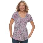 Women's Croft & Barrow&reg; Print Smocked Top, Size: Large, Med Pink