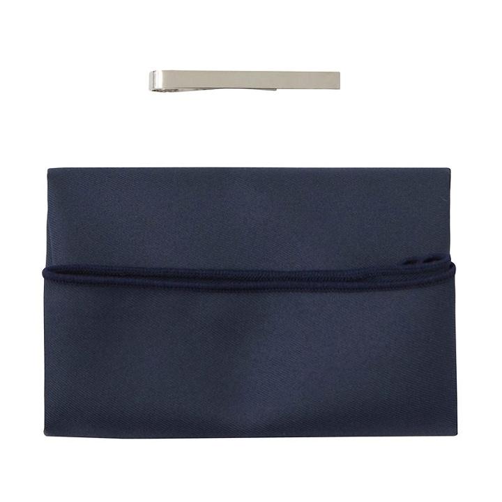 Men's Nick Dunn Pocket Square & Tie Bar Set, Navy