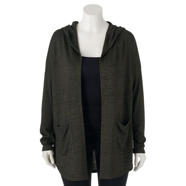 Juniors' Plus Size Mudd&reg; Hooded Cardigan, Teens, Size: 1xl, Med Green