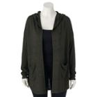 Juniors' Plus Size Mudd&reg; Hooded Cardigan, Teens, Size: 1xl, Med Green