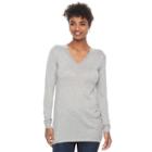 Women's Apt. 9&reg; Double V-neck Tunic Sweater, Size: Small, Med Grey