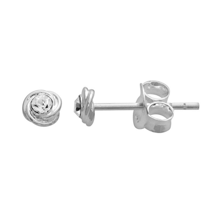 Itsy Bitsy Sterling Silver Crystal Love Knot Stud Earrings, Women's, White