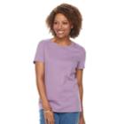 Women's Croft & Barrow&reg; Essential Crewneck Tee, Size: Small, Med Purple