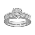 Sweet Sentiments Sterling Silver Cubic Zirconia Engagement Ring, Women's, Size: 8, White