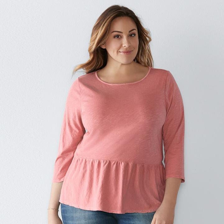 Plus Size Sonoma Goods For Life&trade; Peplum Top, Women's, Size: 1xl, Light Red