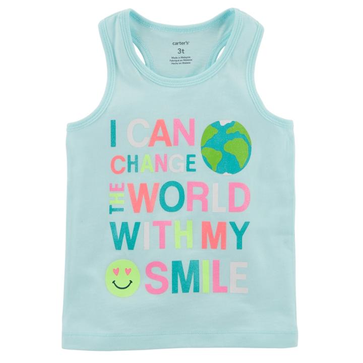 Girls 4-8 Carter's I Can Change The World With My Smile Tank Top, Size: 4-5, Light Blue