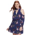 Juniors' Speechless Floral Cold-shoulder Choker Neck Dress, Teens, Size: Small, Light Blue